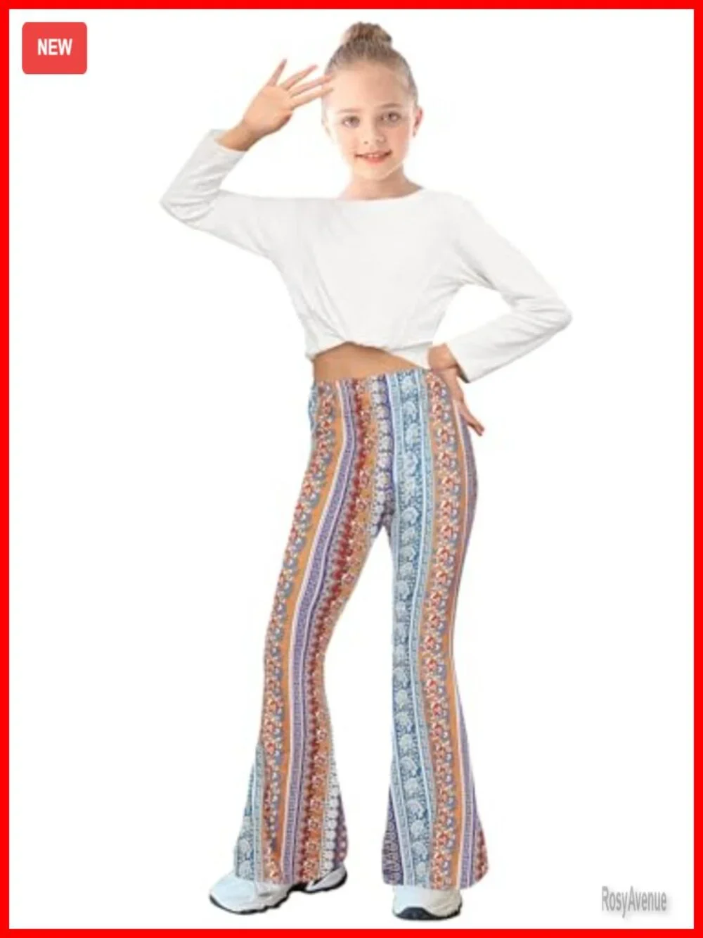 Vintage Floral Print Stretch Bell Bottom Flare Palazzo Pants